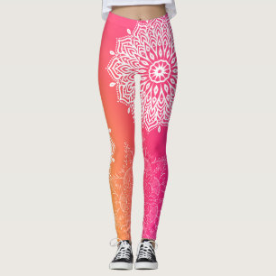 Leggings Mandala rose et jaune