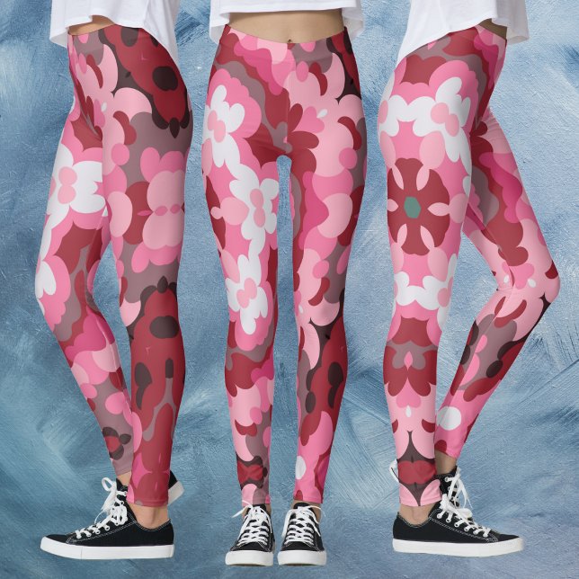 Leggings Mandala rose rouge et blanc (Créateur téléchargé)