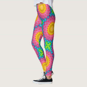 Leggings Mandala Tie-Dye Arc-en-Ciel à la Symétrie Vibrante