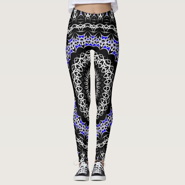 Leggings Mandala Tribal Celtique (Bleu) (Devant)