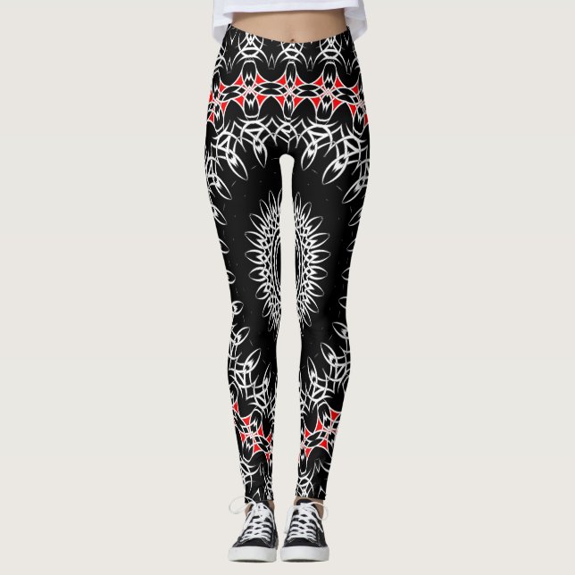 Leggings Mandala Tribal Celtique (Rouge) (Devant)