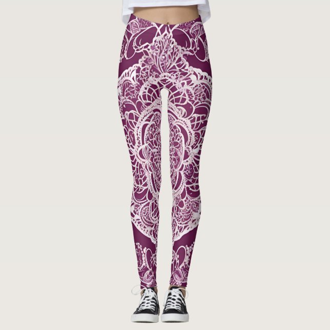 Leggings Mandala violet art IA  (Devant)