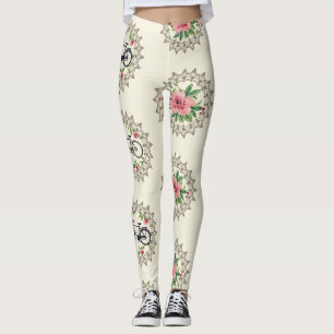 Leggings Mandalas Floraux de Bicyclette Motif Sans Couture