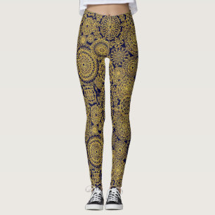 Leggings Mandalas Haven dans l'or et la marine