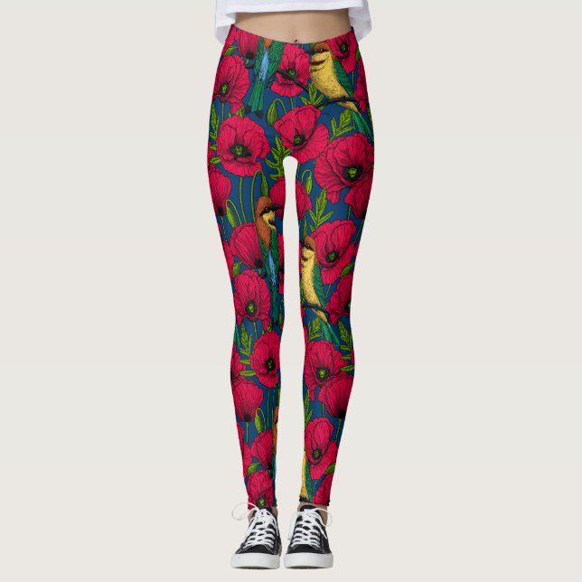 Leggings Mangeurs d'abeilles et pavots (Devant)