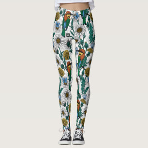 Leggings Mangeurs d'abeilles, papillons bleus et marguerite