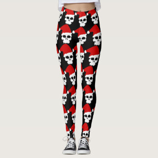 Leggings Mangez, Buvez et Soyez Joyeux Crâne drôle Père Noë