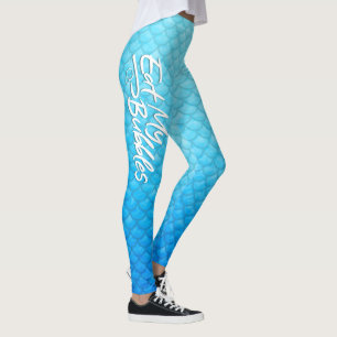 Leggings "Mangez mes bulles" Bleu écailles Nager Vie