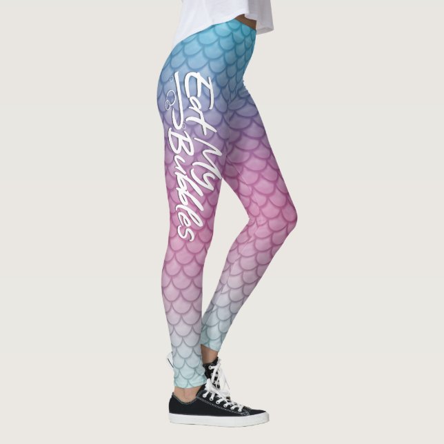 Leggings "Mangez mes bulles" Échelles Turquoise/rose/mousse (Droite)