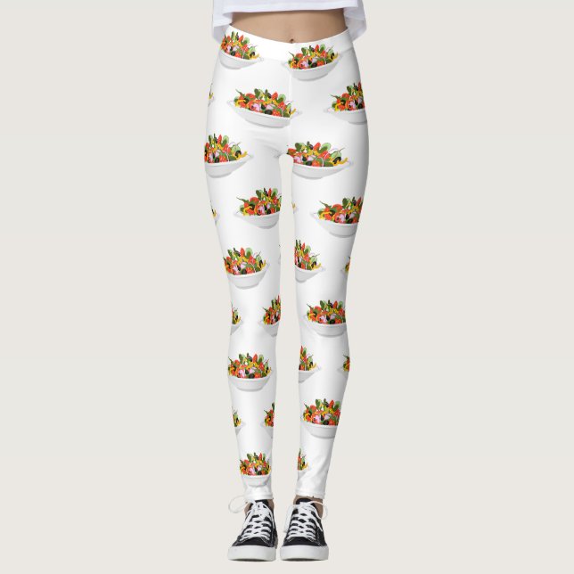 Leggings Mangez plus de plantes frais motivation salade let (Devant)