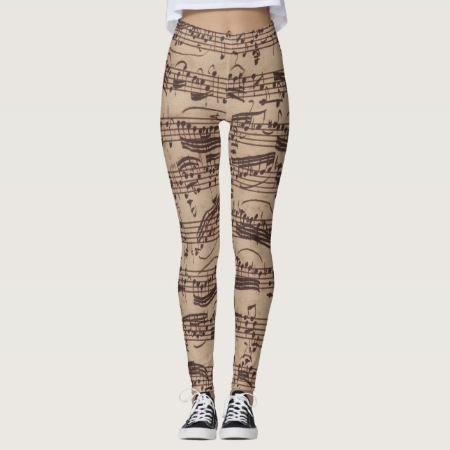 Leggings Manuscrit Bach Musique Feuille Antique (Devant)