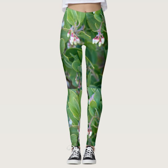 Leggings manzanita blanche fleurit vert (Devant)