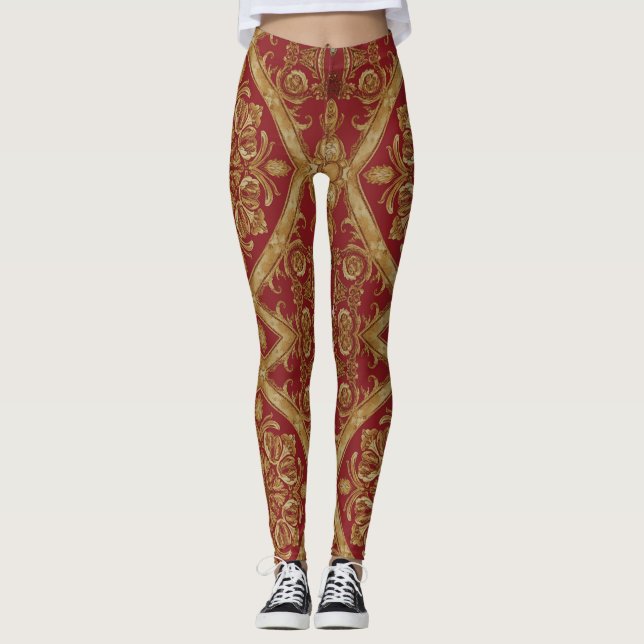 Leggings Mara Trumpet Glory Golden Red Ornate: Luxury Ath   (Devant)