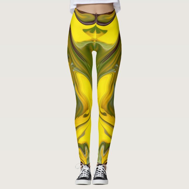 Leggings Marble Waves Yellow Digital Paper-55448 (Devant)