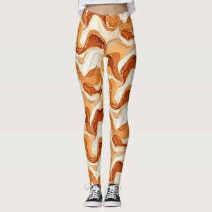 Leggings Marbre Abstrait Fluide Or Terre de Sienne Brûlée
