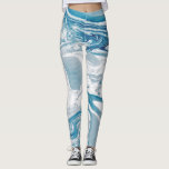 Leggings Marbre blanc et bleu Faux Marbre moderne<br><div class="desc">Des leggings modernes et uniques qui présentent des imprimés en marbre bleu et blanc. D'autres couleurs sont disponibles.</div>