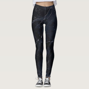 Leggings Marbre bleu marine : texture de pierre.