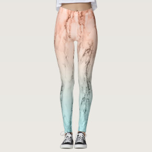 Leggings Marbre bleu rose clair moderne