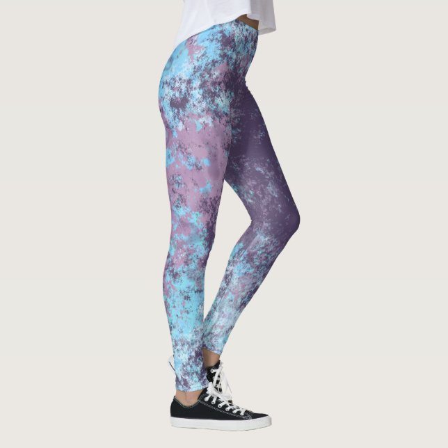 Leggings Marbre bleu, rose et violet Abstrait (Droite)