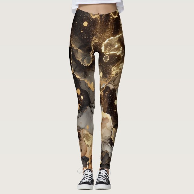 Leggings Marbre Brown avec points (Devant)