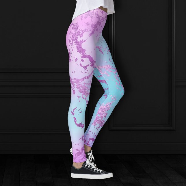 Leggings Marbre chic | Glam violet violet violet bleu Ombre (Créateur téléchargé)