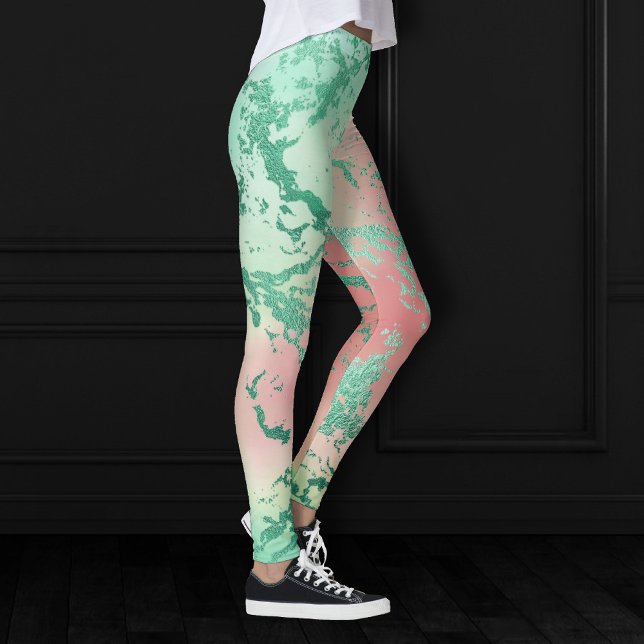 Leggings Marbre cool | Jolie Pastel Coral et Green Ombre (Créateur téléchargé)