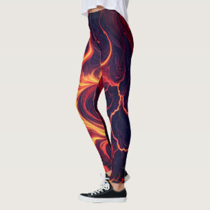Leggings Marbre de Feu Abstrait – Motif Fluidique Igné Sans