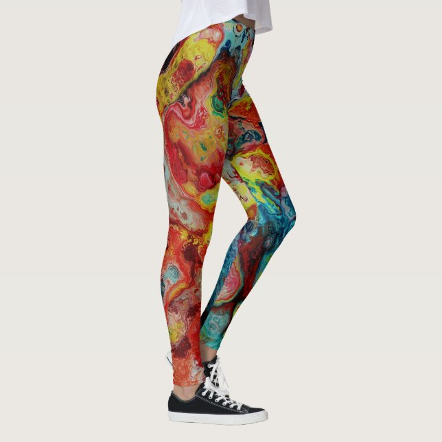 Leggings Marbre de peinture déversé (Droite)