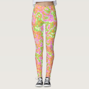Leggings Marbre de voyage à l'acide néon