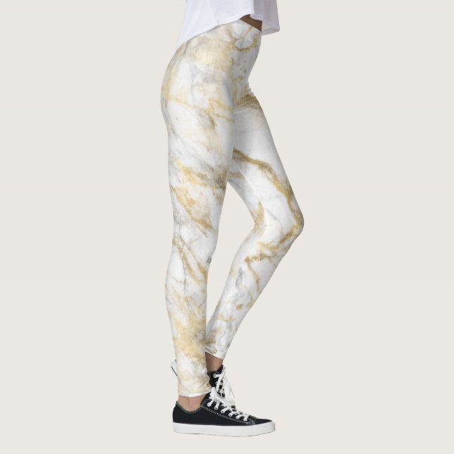 Leggings Marbre élégant blanc gris or (Droite)