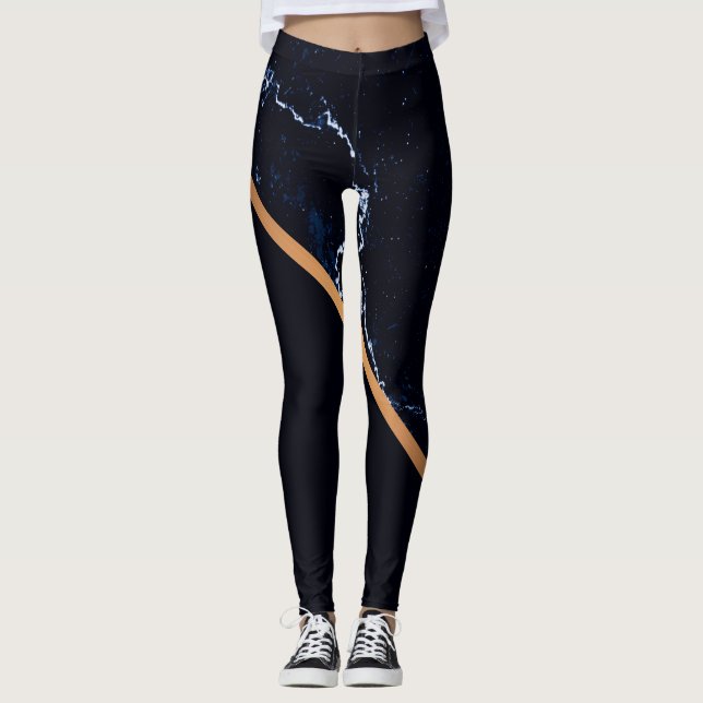 Leggings Marbre foncé Abstrait (Devant)