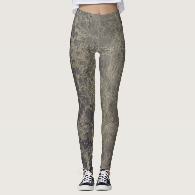 Leggings Marbre Glam Granite Brillant Style Élégant Designe (Devant)
