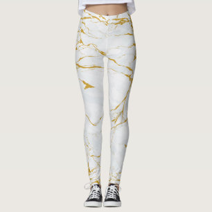Leggings Marbre Golden Texture Motif sans couture