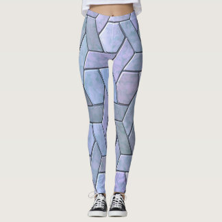 Leggings Marbre Iridescente Abstrait Bleu pourpre Vert gris