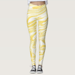 Leggings Marbre jaune élégant : Texture dessinée à la main