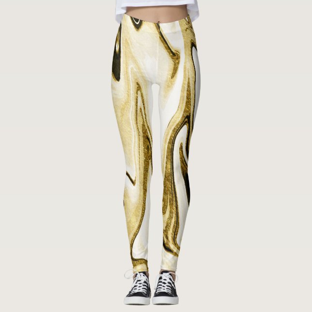 Leggings Marbre liquide rétro-numérique élégant Abstrait (Devant)