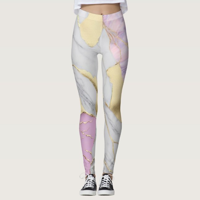 Leggings Marbre Luxe Lavande & Or (Devant)