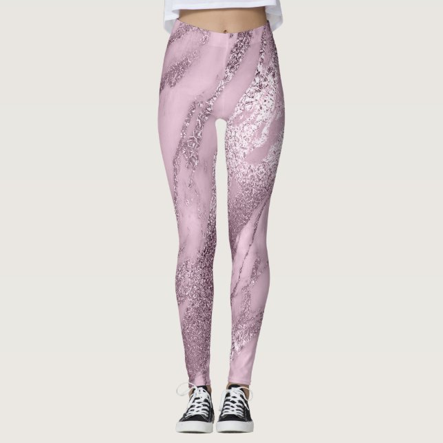 Leggings Marbre minimal métal Abstrait Lilac Lavanda Pin (Devant)