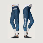 Leggings Marbre moderne motif l Marine bleu l Entraînement<br><div class="desc">OEuvre graphique en marbre. Marine bleu et gris avec police cool pour l'entraînement.</div>