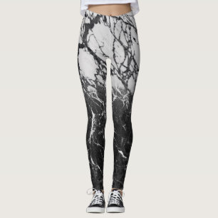 Leggings Marbre noir et blanc moderne glamour tendance