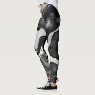 Leggings Marbre noir et blanc tendance