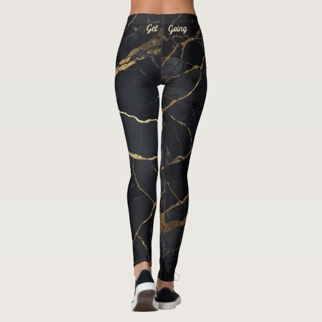 Leggings Marbre noir et or Abstrait (Dos)