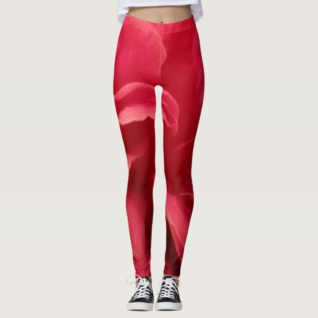 Leggings Marbre rose Abstrait motif floral (Devant)