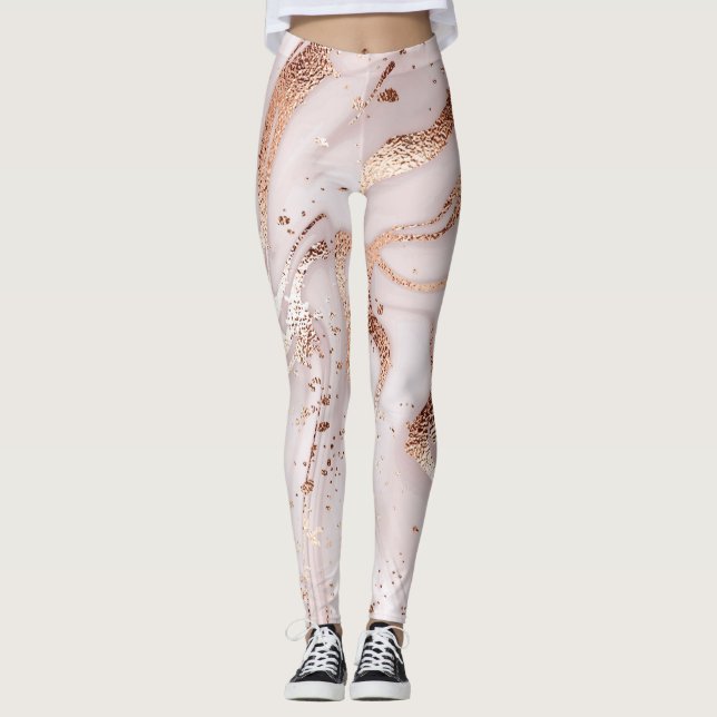Leggings Marbre Rose or : Abstrait liquide. (Devant)