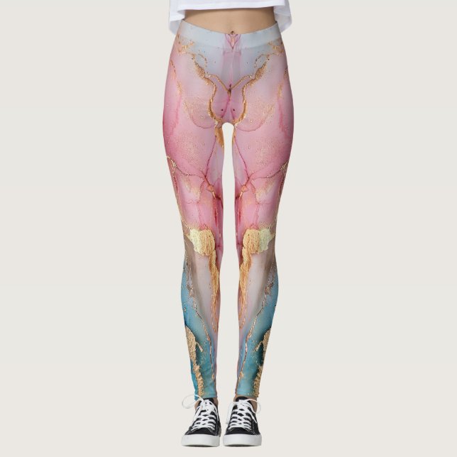 Leggings Marbre rose Parties scintillant brillant (Devant)