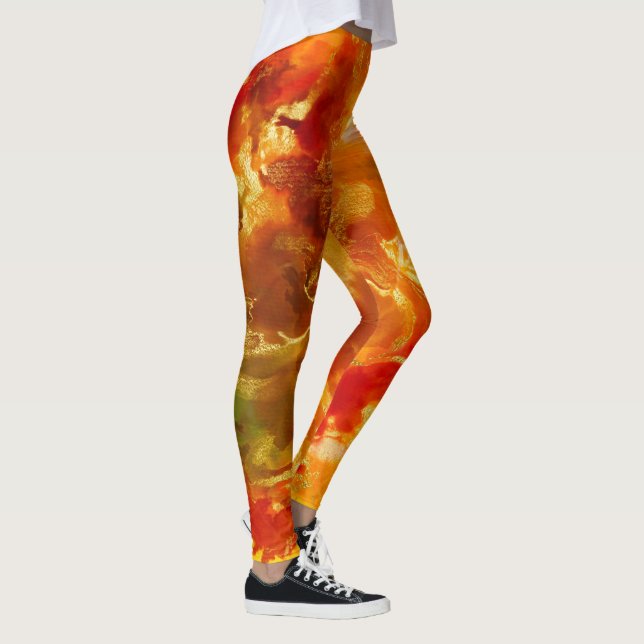 Leggings Marbre rouge, orange, or, jaune (Droite)