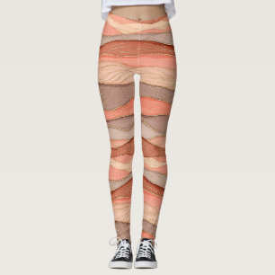 Leggings Marbre Sienne Brûlée avec Accents de Veines Dorées