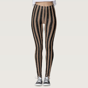 LEGGINGS MARBRE STRIPES1 NOIR ET CRAYON DE COULEUR BRUNE