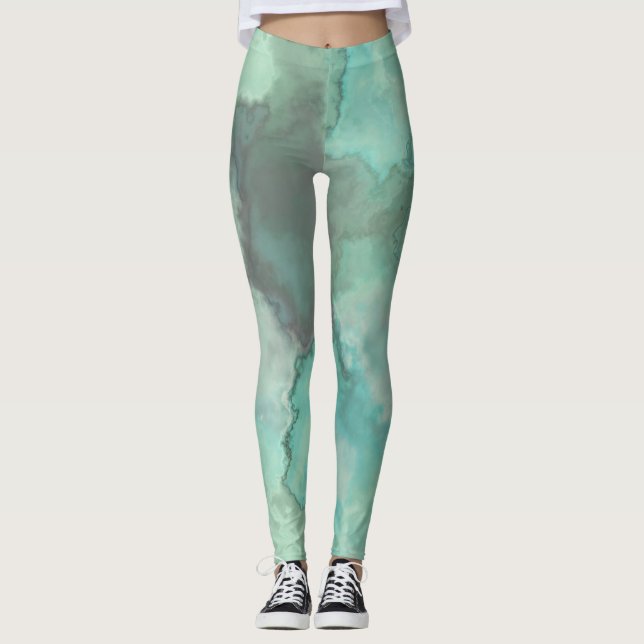 Leggings Marbre turquoise Abstrait (Devant)