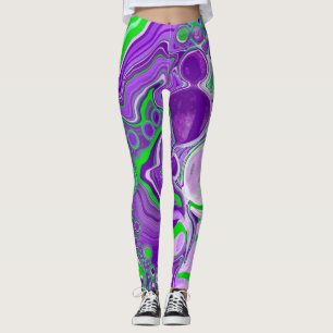 Leggings Marbre vert pourpre et citron vert
